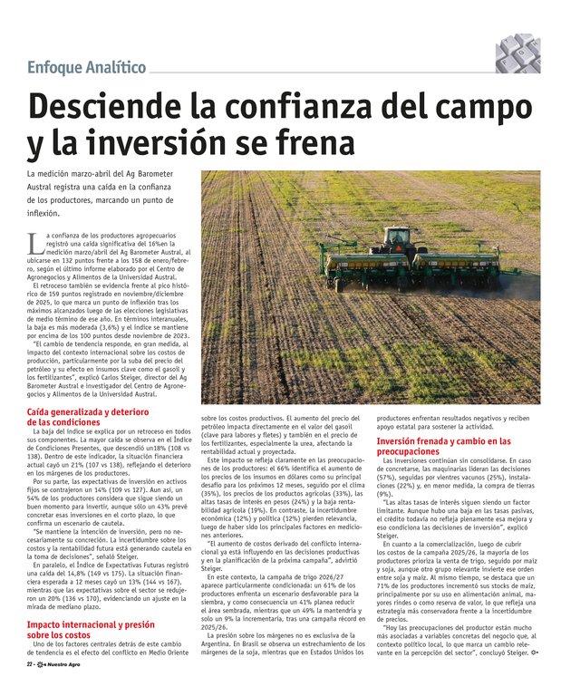 REVISTA NUESTRO AGRO MAYO 2026 N° 390 - página 22